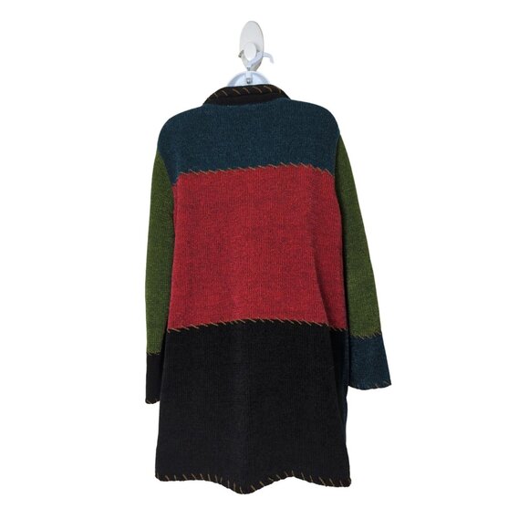 Carolina Colours Long Cardigan Sweater Patchwork Color Block Woman's size L - Picture 2 of 9